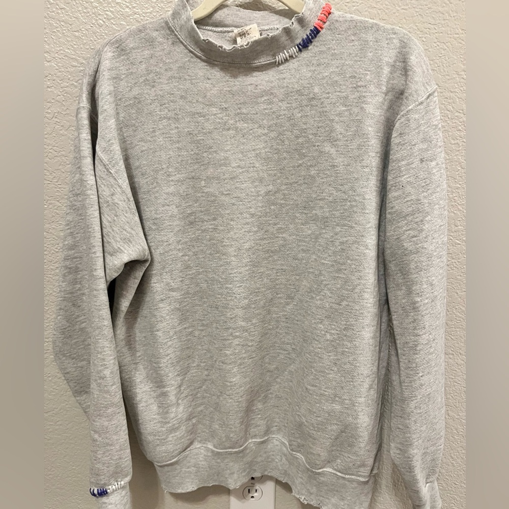 I STOLE MY BOYFRIENDS SHIRT - Rainbow Ombre Stitching Sweatshirt -H.Grey